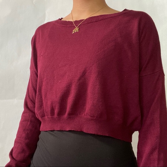 cropped long sleeve | burgundy / dark red / maroon - Picture 3 of 4